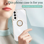 XINLI custodia per telefono in TPU elettrolitico con bordo dritto 6D con supporto per anello, For Samsung Galaxy S21 5G, For Samsung Galaxy S21+ 5G, For Samsung Galaxy S21 Ultra 5G
