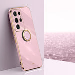 XINLI custodia per telefono in TPU elettrolitico con bordo dritto 6D con supporto per anello, For Samsung Galaxy S21 5G, For Samsung Galaxy S21+ 5G, For Samsung Galaxy S21 Ultra 5G