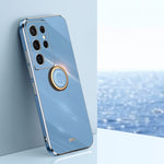 XINLI custodia per telefono in TPU elettrolitico con bordo dritto 6D con supporto per anello, For Samsung Galaxy S21 5G, For Samsung Galaxy S21+ 5G, For Samsung Galaxy S21 Ultra 5G