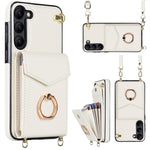 Custodia per telefono con slot per schede RFID con anello e cordino lungo, For Samsung Galaxy S22 5G, For Samsung Galaxy S22+ 5G, For Samsung Galaxy S22 Ultra 5G, For Samsung Galaxy S23 5G