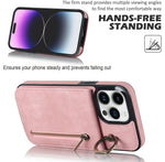 Anello retrò e custodia per telefono con slot per schede RFID con cerniera, For iPhone 14, For iPhone 14 Plus, For iPhone 14 Pro, For iPhone 14 Pro Max