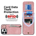 Anello retrò e custodia per telefono con slot per schede RFID con cerniera, For iPhone 14, For iPhone 14 Plus, For iPhone 14 Pro, For iPhone 14 Pro Max