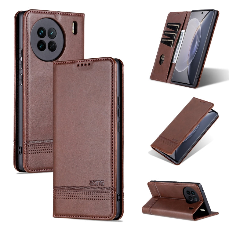 AZNS Custodia per telefono in pelle a conchiglia con struttura in vitello magnetico, For OPPO Reno9 / Reno9 Pro, For vivo X90, For vivo X90 Pro
