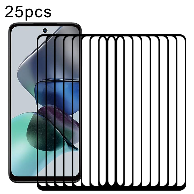 Pellicola in vetro temperato a schermo intero con colla intera da 25 pezzi, For Motorola Moto G73 (25 PCS), For Motorola Moto G23 (25 PCS), For Motorola Moto G13 (25 PCS), For Motorola Moto E13 (25 PCS)