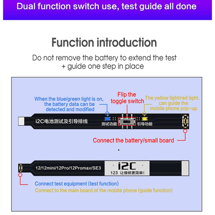 i2C Battery Boot Strap Test Flex Cable, For iPhone 5 SE / 6s / 6 Plus / 6s Plus / 7 / 7 Plus, For iPhone 8 / 8 Plus / X / XR / XS / XS Max / 11 Pro / 11 Pro Max, For iPhone 11 / SE2