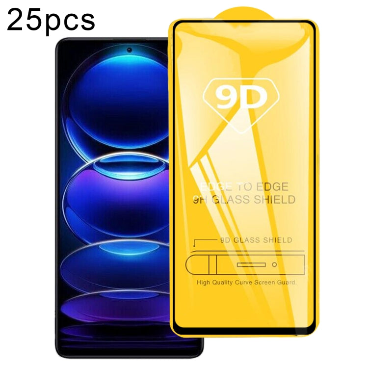 Pellicola in vetro temperato a schermo intero da 25 pezzi 9D Full Glue, For Xiaomi Redmi Note 12 Pro/12 Pro+ Global/12R Pro (25 PCS)