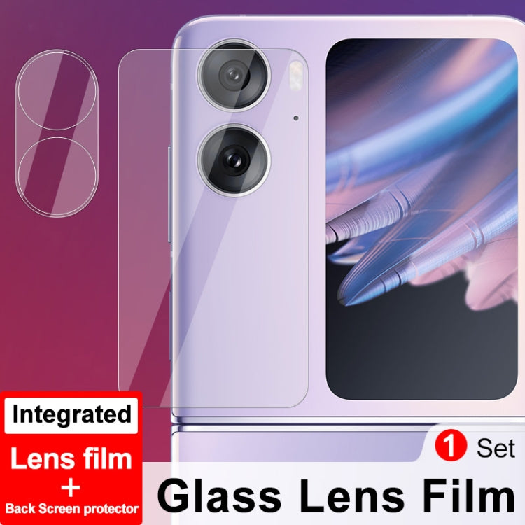 1 set di pellicole per lenti integrate imak + adesivo per schermo posteriore in vetro, For OPPO Find N2 Flip 5G