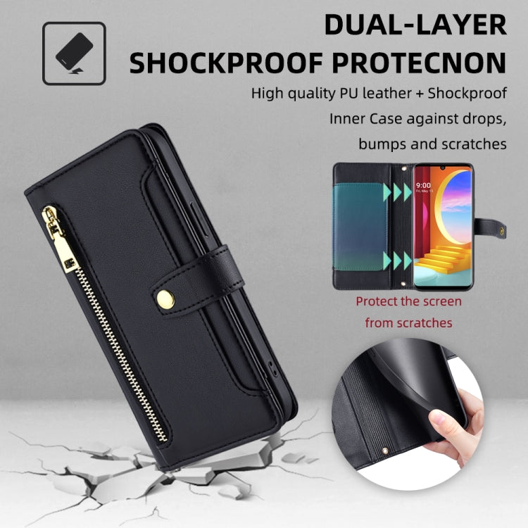 Custodia per telefono in pelle con portafoglio con cerniera a tracolla, For LG Velvet, For Motorola Edge, For Motorola Moto G72 4G, For Motorola Edge X30