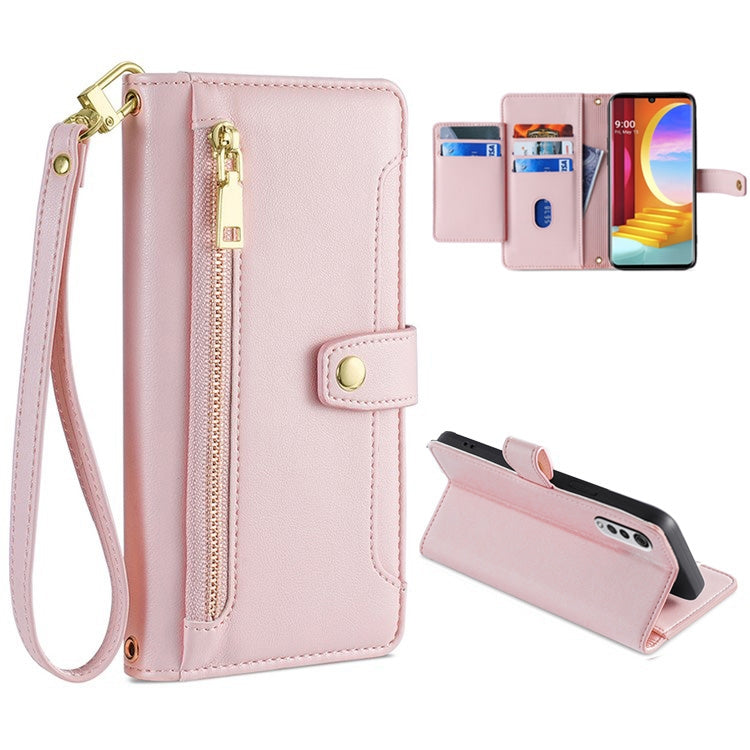 Custodia per telefono in pelle con portafoglio con cerniera a tracolla, For LG Velvet, For Motorola Edge, For Motorola Moto G72 4G, For Motorola Edge X30