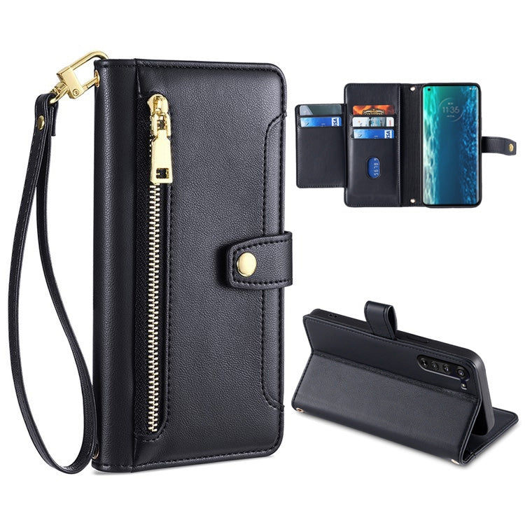 Custodia per telefono in pelle con portafoglio con cerniera a tracolla, For LG Velvet, For Motorola Edge, For Motorola Moto G72 4G, For Motorola Edge X30