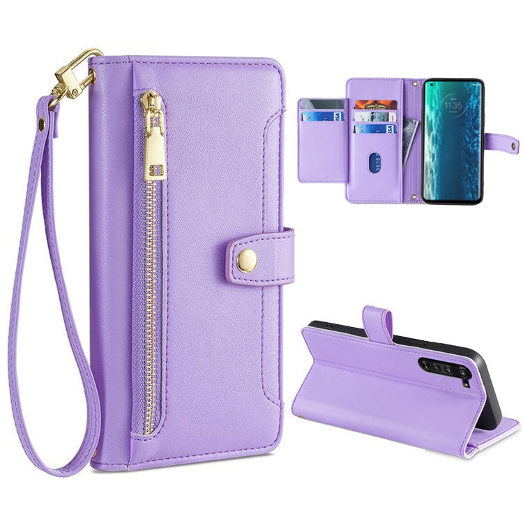 Custodia per telefono in pelle con portafoglio con cerniera a tracolla, For LG Velvet, For Motorola Edge, For Motorola Moto G72 4G, For Motorola Edge X30