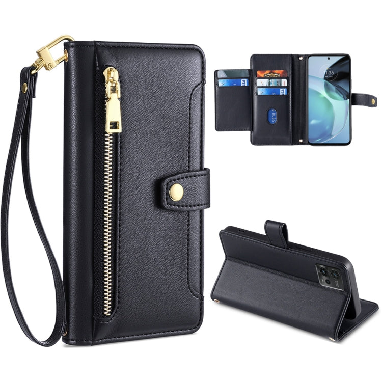 Custodia per telefono in pelle con portafoglio con cerniera a tracolla, For LG Velvet, For Motorola Edge, For Motorola Moto G72 4G, For Motorola Edge X30
