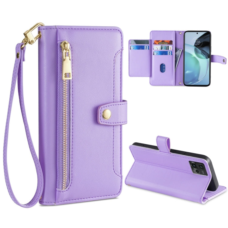 Custodia per telefono in pelle con portafoglio con cerniera a tracolla, For LG Velvet, For Motorola Edge, For Motorola Moto G72 4G, For Motorola Edge X30