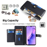 Custodia per telefono in pelle con portafoglio con cerniera a tracolla, For OPPO A8 / A31 2020, For OPPO A54 5G, For OPPO A58 5G, For OPPO Reno9 Pro+ 5G