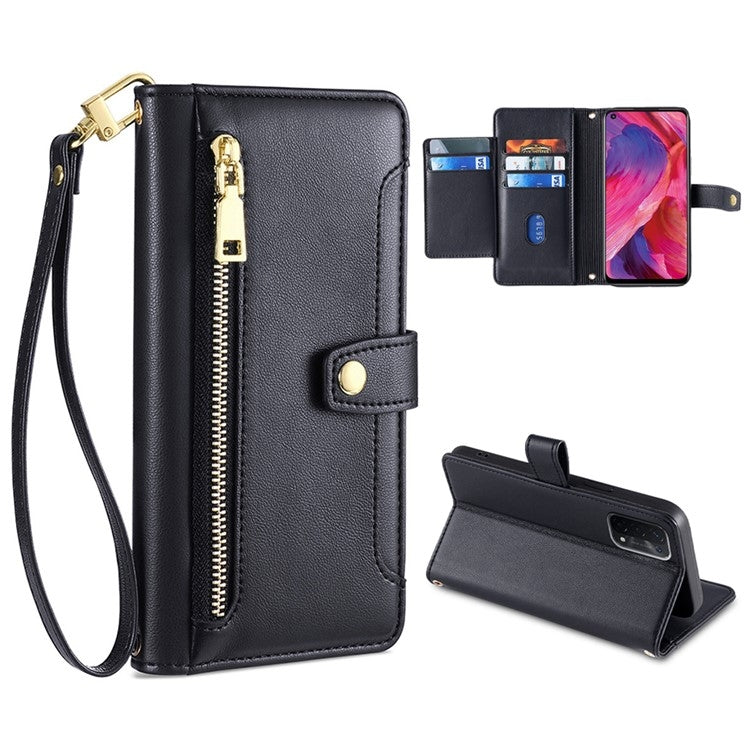 Custodia per telefono in pelle con portafoglio con cerniera a tracolla, For OPPO A8 / A31 2020, For OPPO A54 5G, For OPPO A58 5G, For OPPO Reno9 Pro+ 5G