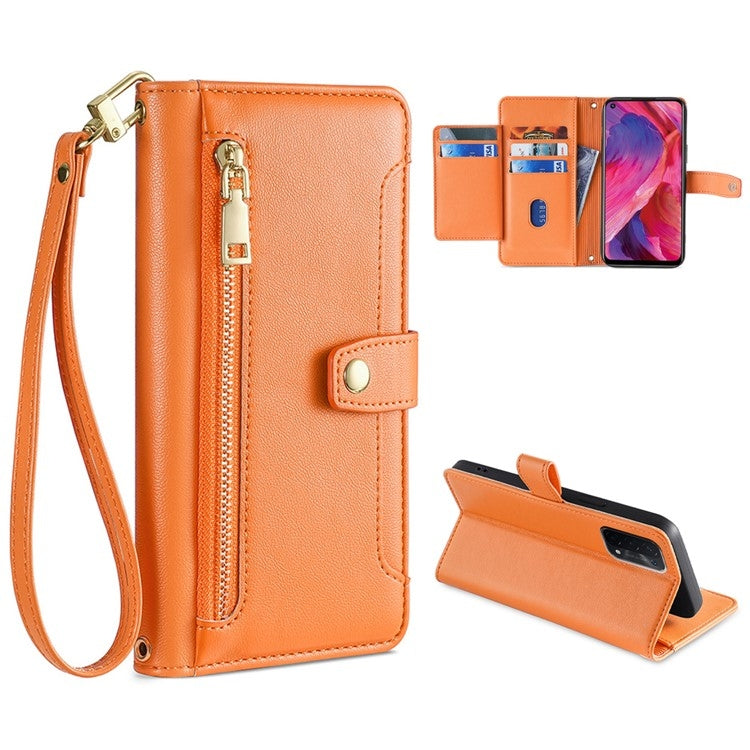 Custodia per telefono in pelle con portafoglio con cerniera a tracolla, For OPPO A8 / A31 2020, For OPPO A54 5G, For OPPO A58 5G, For OPPO Reno9 Pro+ 5G