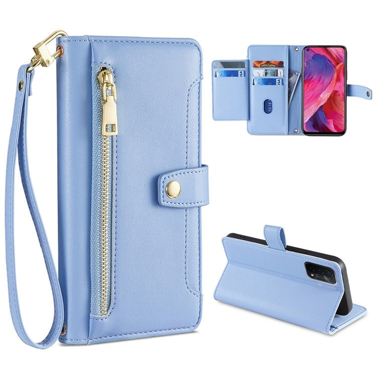 Custodia per telefono in pelle con portafoglio con cerniera a tracolla, For OPPO A8 / A31 2020, For OPPO A54 5G, For OPPO A58 5G, For OPPO Reno9 Pro+ 5G