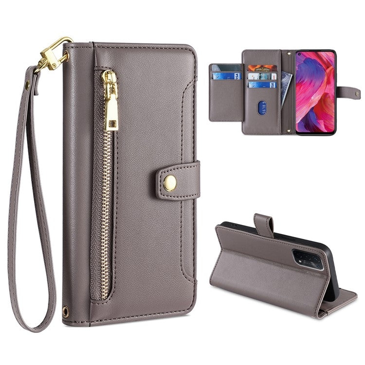 Custodia per telefono in pelle con portafoglio con cerniera a tracolla, For OPPO A8 / A31 2020, For OPPO A54 5G, For OPPO A58 5G, For OPPO Reno9 Pro+ 5G