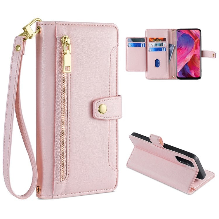 Custodia per telefono in pelle con portafoglio con cerniera a tracolla, For OPPO A8 / A31 2020, For OPPO A54 5G, For OPPO A58 5G, For OPPO Reno9 Pro+ 5G