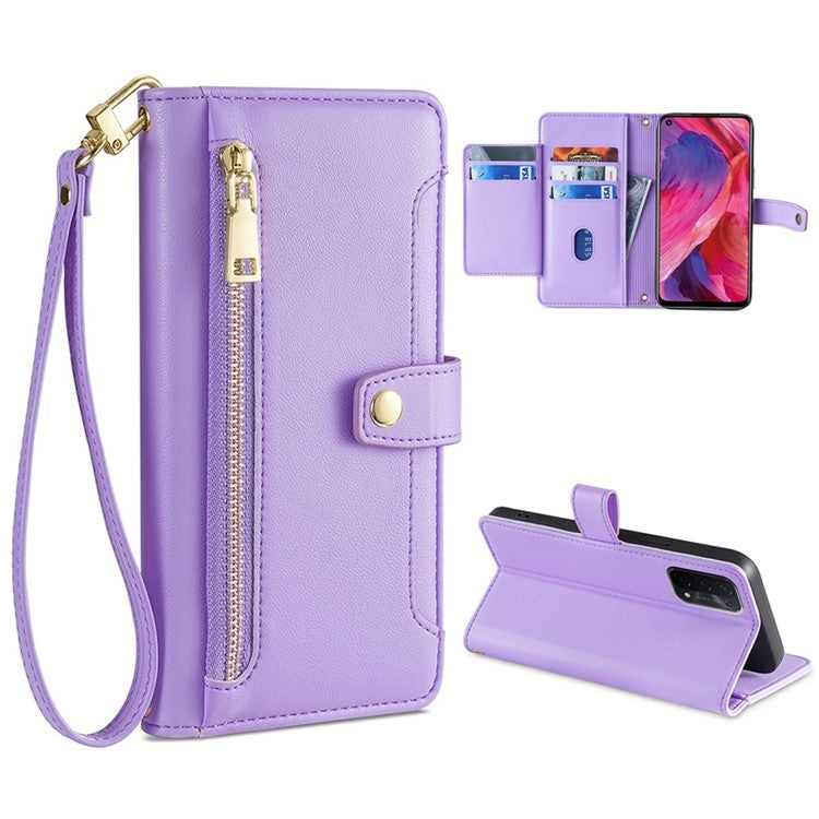 Custodia per telefono in pelle con portafoglio con cerniera a tracolla, For OPPO A8 / A31 2020, For OPPO A54 5G, For OPPO A58 5G, For OPPO Reno9 Pro+ 5G