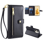 Custodia per telefono in pelle con portafoglio con cerniera a tracolla, For OPPO A8 / A31 2020, For OPPO A54 5G, For OPPO A58 5G, For OPPO Reno9 Pro+ 5G