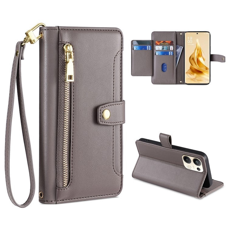 Custodia per telefono in pelle con portafoglio con cerniera a tracolla, For OPPO A8 / A31 2020, For OPPO A54 5G, For OPPO A58 5G, For OPPO Reno9 Pro+ 5G
