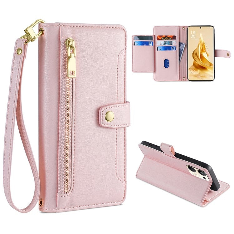 Custodia per telefono in pelle con portafoglio con cerniera a tracolla, For OPPO A8 / A31 2020, For OPPO A54 5G, For OPPO A58 5G, For OPPO Reno9 Pro+ 5G