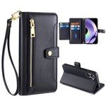 Custodia per telefono in pelle con portafoglio con cerniera a tracolla, For Realme 10 Pro 5G, For Realme GT2 Pro, For vivo X60, For vivo X90