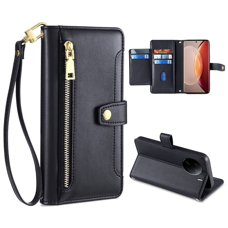 Custodia per telefono in pelle con portafoglio con cerniera a tracolla, For vivo X90 Pro / X90 Pro+, For Google Pixel 7 5G, For Google Pixel 7 Pro, For ASUS Zenfone 9 / Zenfone 9Z