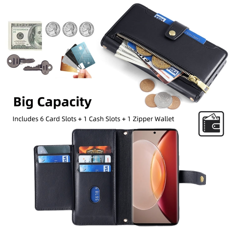 Custodia per telefono in pelle con portafoglio con cerniera a tracolla, For vivo X90 Pro / X90 Pro+, For Google Pixel 7 5G, For Google Pixel 7 Pro, For ASUS Zenfone 9 / Zenfone 9Z