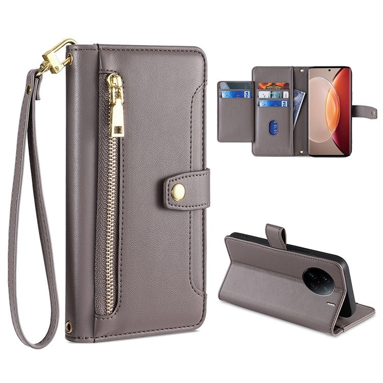 Custodia per telefono in pelle con portafoglio con cerniera a tracolla, For vivo X90 Pro / X90 Pro+, For Google Pixel 7 5G, For Google Pixel 7 Pro, For ASUS Zenfone 9 / Zenfone 9Z