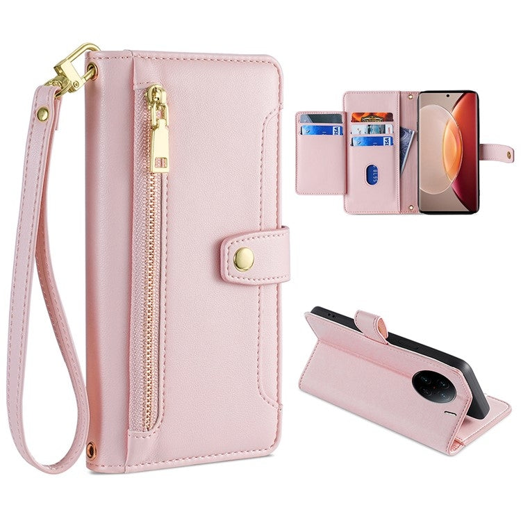 Custodia per telefono in pelle con portafoglio con cerniera a tracolla, For vivo X90 Pro / X90 Pro+, For Google Pixel 7 5G, For Google Pixel 7 Pro, For ASUS Zenfone 9 / Zenfone 9Z