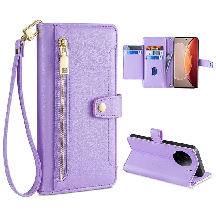 Custodia per telefono in pelle con portafoglio con cerniera a tracolla, For vivo X90 Pro / X90 Pro+, For Google Pixel 7 5G, For Google Pixel 7 Pro, For ASUS Zenfone 9 / Zenfone 9Z
