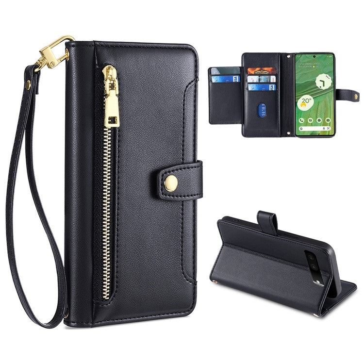 Custodia per telefono in pelle con portafoglio con cerniera a tracolla, For vivo X90 Pro / X90 Pro+, For Google Pixel 7 5G, For Google Pixel 7 Pro, For ASUS Zenfone 9 / Zenfone 9Z