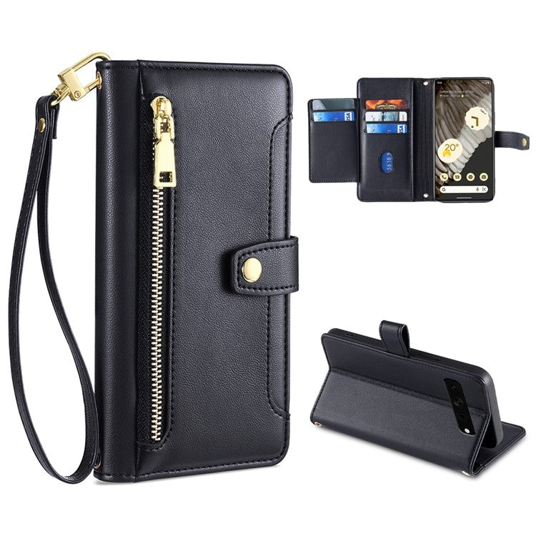 Custodia per telefono in pelle con portafoglio con cerniera a tracolla, For vivo X90 Pro / X90 Pro+, For Google Pixel 7 5G, For Google Pixel 7 Pro, For ASUS Zenfone 9 / Zenfone 9Z