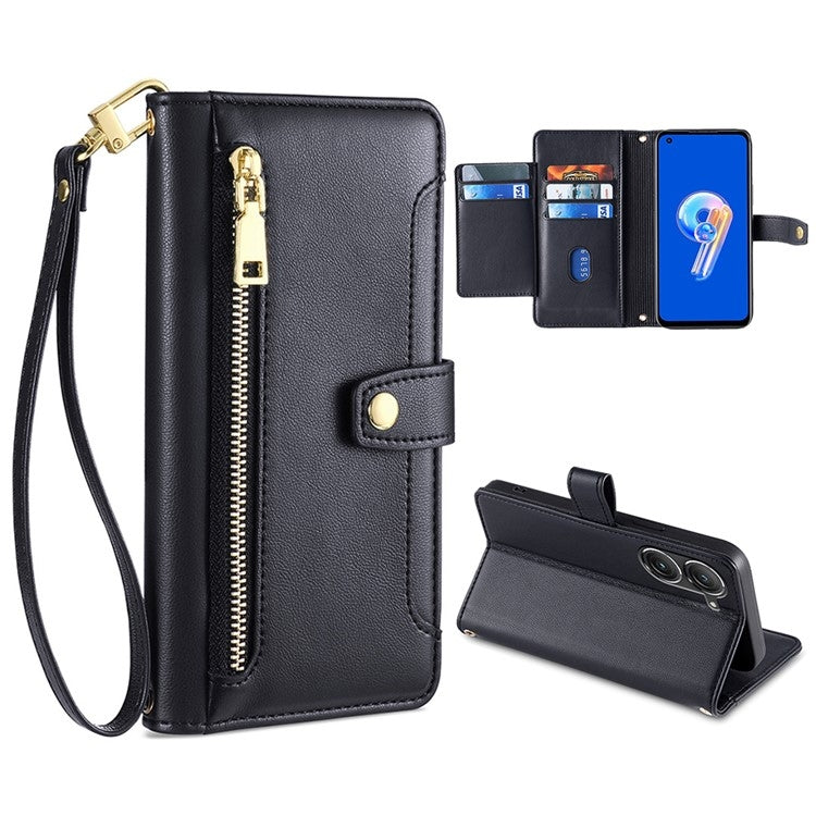 Custodia per telefono in pelle con portafoglio con cerniera a tracolla, For vivo X90 Pro / X90 Pro+, For Google Pixel 7 5G, For Google Pixel 7 Pro, For ASUS Zenfone 9 / Zenfone 9Z