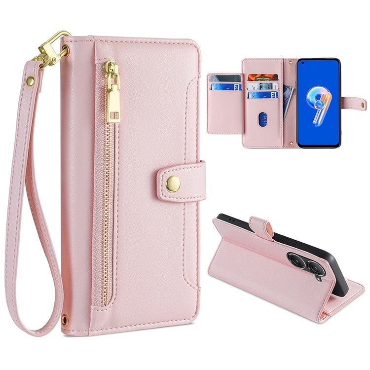 Custodia per telefono in pelle con portafoglio con cerniera a tracolla, For vivo X90 Pro / X90 Pro+, For Google Pixel 7 5G, For Google Pixel 7 Pro, For ASUS Zenfone 9 / Zenfone 9Z