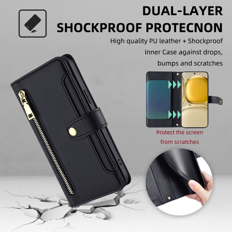 Custodia per telefono in pelle con portafoglio con cerniera a tracolla, For Huawei P50, For Huawei P Smart Z / Enjoy 10 Plus, For Huawei Nova 10 Pro, For Huawei Mate 50