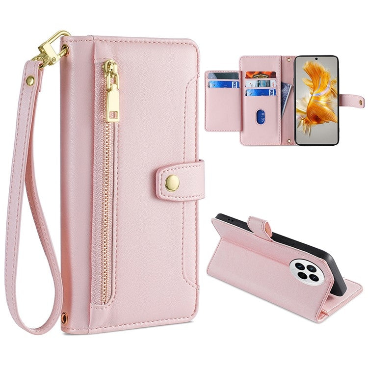 Custodia per telefono in pelle con portafoglio con cerniera a tracolla, For Huawei P50, For Huawei P Smart Z / Enjoy 10 Plus, For Huawei Nova 10 Pro, For Huawei Mate 50