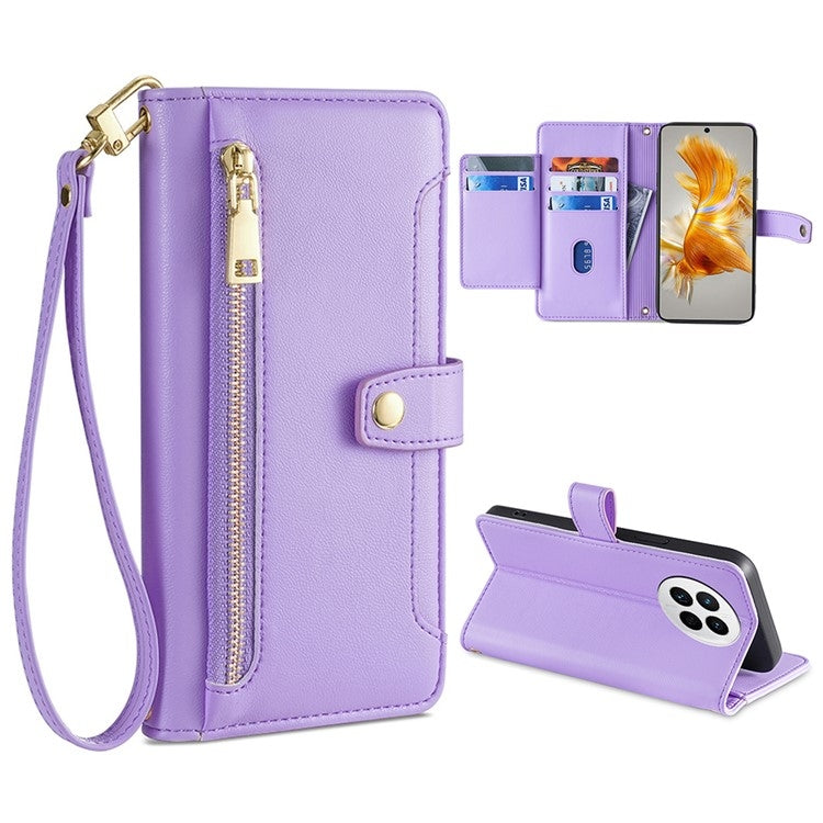 Custodia per telefono in pelle con portafoglio con cerniera a tracolla, For Huawei P50, For Huawei P Smart Z / Enjoy 10 Plus, For Huawei Nova 10 Pro, For Huawei Mate 50