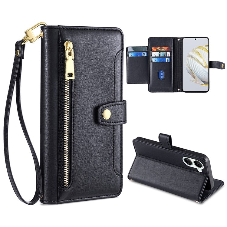 Custodia per telefono in pelle con portafoglio con cerniera a tracolla, For Huawei Nova 10 SE, For Meizu Note 9, For Nokia C21 Plus, For Nokia X30 5G