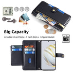 Custodia per telefono in pelle con portafoglio con cerniera a tracolla, For Huawei Nova 10 SE, For Meizu Note 9, For Nokia C21 Plus, For Nokia X30 5G