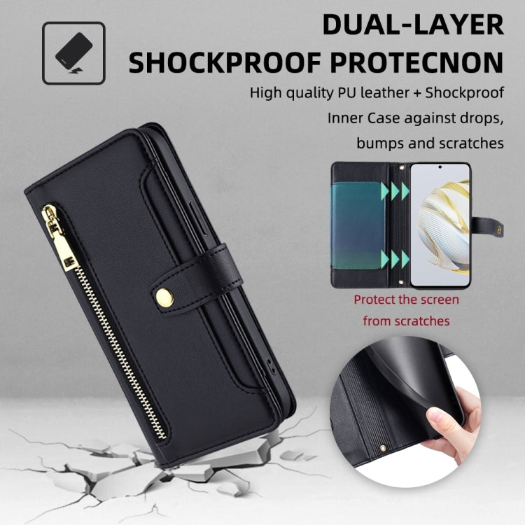 Custodia per telefono in pelle con portafoglio con cerniera a tracolla, For Huawei Nova 10 SE, For Meizu Note 9, For Nokia C21 Plus, For Nokia X30 5G