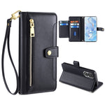 Custodia per telefono in pelle con portafoglio con cerniera a tracolla, For Honor 80, For Honor 10X Lite, For Samsung Galaxy A41, For Samsung Galaxy Note 20 Ultra