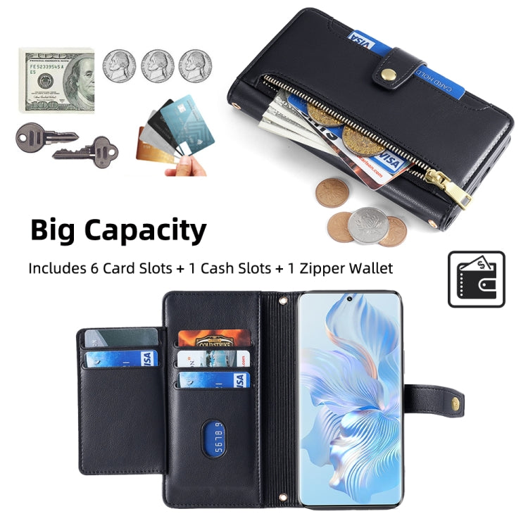 Custodia per telefono in pelle con portafoglio con cerniera a tracolla, For Honor 80, For Honor 10X Lite, For Samsung Galaxy A41, For Samsung Galaxy Note 20 Ultra