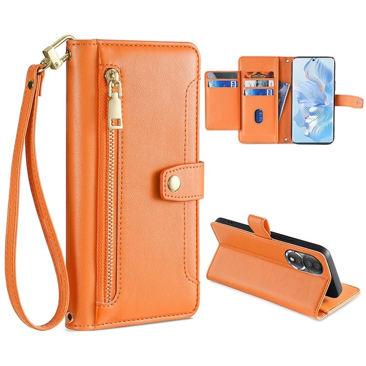 Custodia per telefono in pelle con portafoglio con cerniera a tracolla, For Honor 80, For Honor 10X Lite, For Samsung Galaxy A41, For Samsung Galaxy Note 20 Ultra