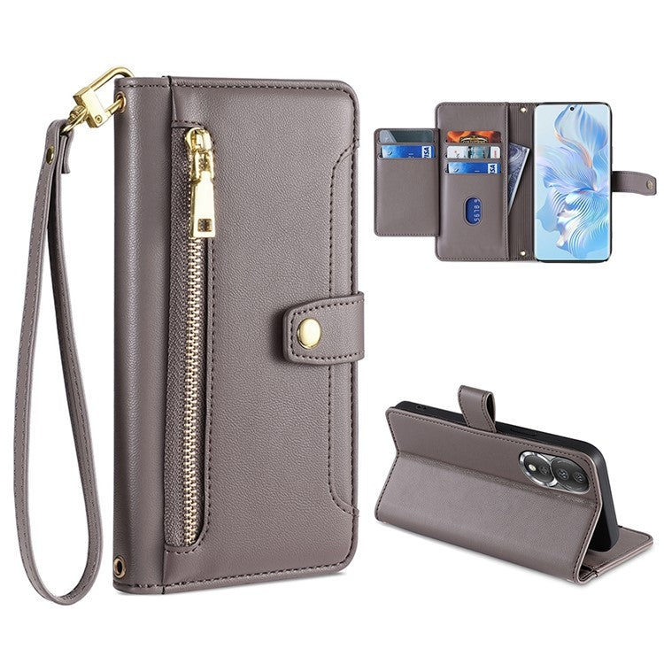 Custodia per telefono in pelle con portafoglio con cerniera a tracolla, For Honor 80, For Honor 10X Lite, For Samsung Galaxy A41, For Samsung Galaxy Note 20 Ultra