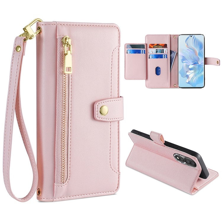 Custodia per telefono in pelle con portafoglio con cerniera a tracolla, For Honor 80, For Honor 10X Lite, For Samsung Galaxy A41, For Samsung Galaxy Note 20 Ultra