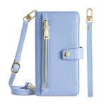 Custodia per telefono in pelle con portafoglio con cerniera a tracolla, For Honor 80, For Honor 10X Lite, For Samsung Galaxy A41, For Samsung Galaxy Note 20 Ultra