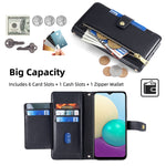 Custodia per telefono in pelle con portafoglio con cerniera a tracolla, For Samsung Galaxy A02, For Samsung Galaxy M13, For Sony Xperia 5 IV, For Sony Xperia Ace III
